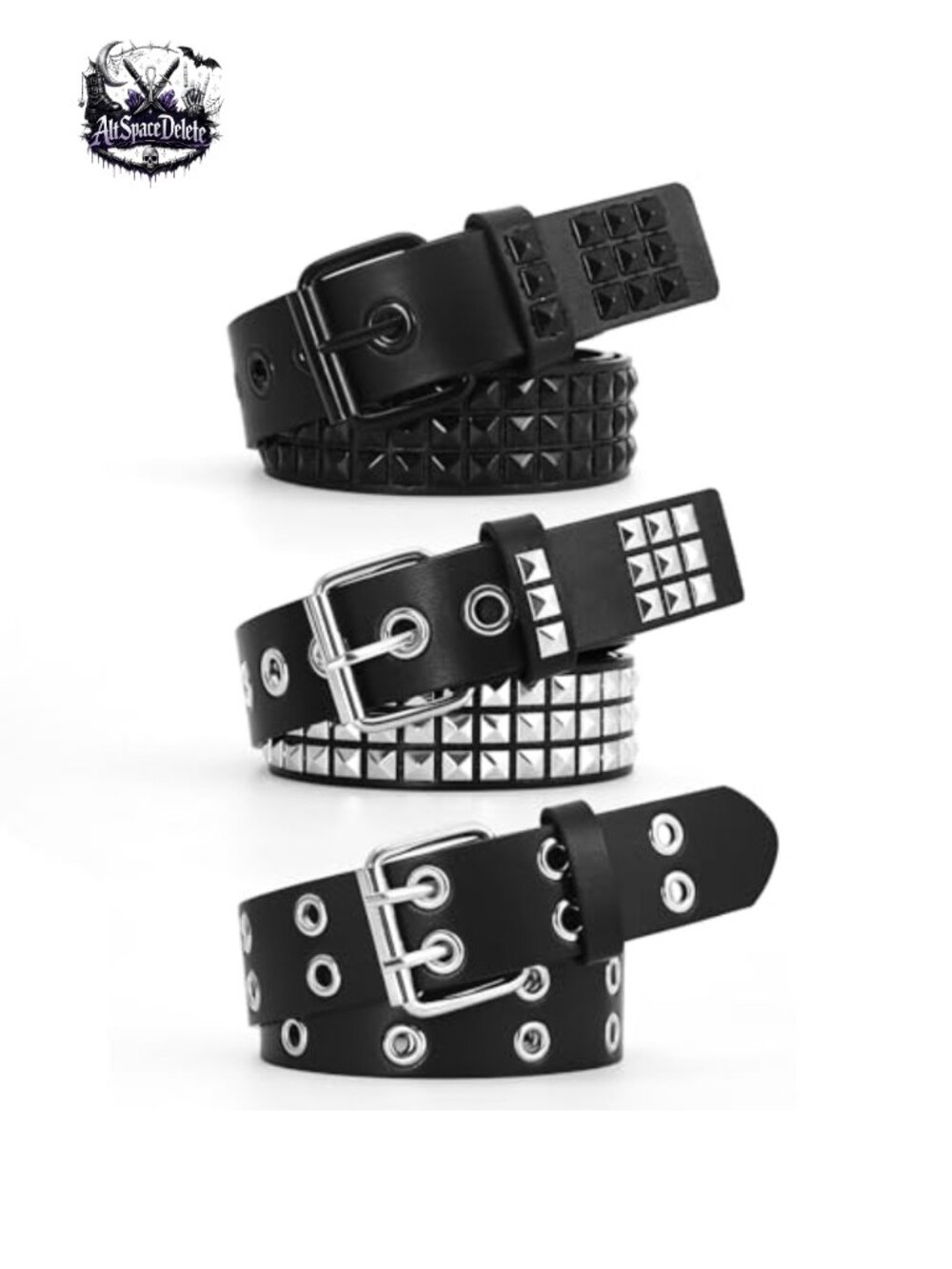 3pcs Studded Belt Y2K Punk Rock Rivet Belt with Pyramid Studs Faux Leather